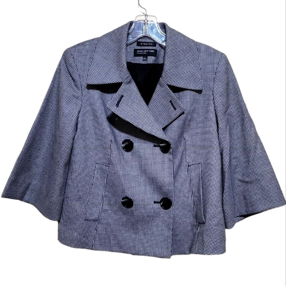 Jones New York Black and White Houndstooth Blazer